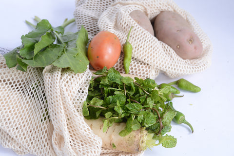 Mesh Cotton Double Drawstring Produce Bags