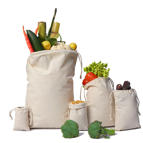 cotton double reusable cotton muslin bags