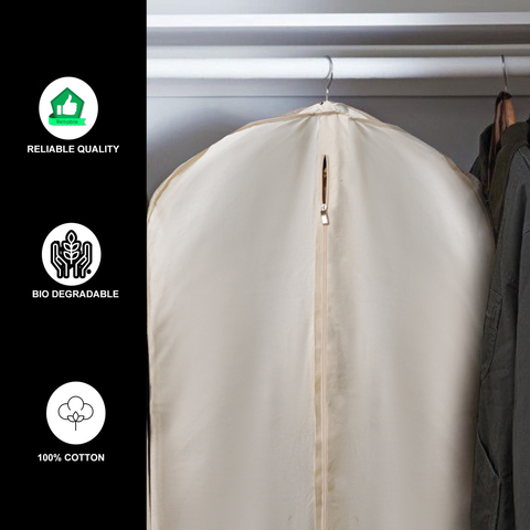 62 Inches Muslin Garment Bag - 100% Organic Cotton - Wedding Dress Bag - Coat Bag