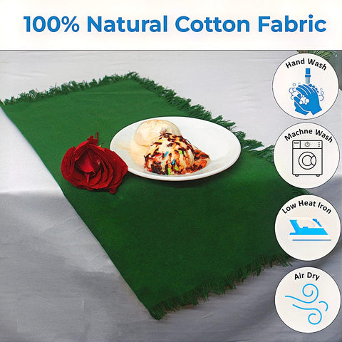 Cotton Table Cloth Fringe Napkins with Rings - Elegant Frayed Edge Napkins for Dinners & Everyday Use - Set of 4, 18x18 Inches