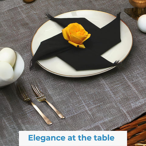 Cotton Table Cloth Fringe Napkins with Rings - Elegant Frayed Edge Napkins for Dinners & Everyday Use - Set of 4, 18x18 Inches