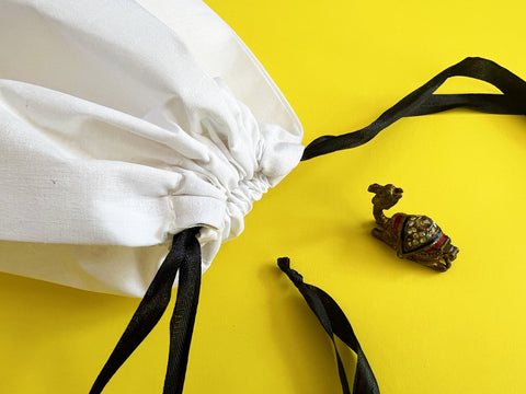 10 x 12 Inches Cotton Double Drawstrings Premium Quality Muslin Bags with Ribbon Drawstring