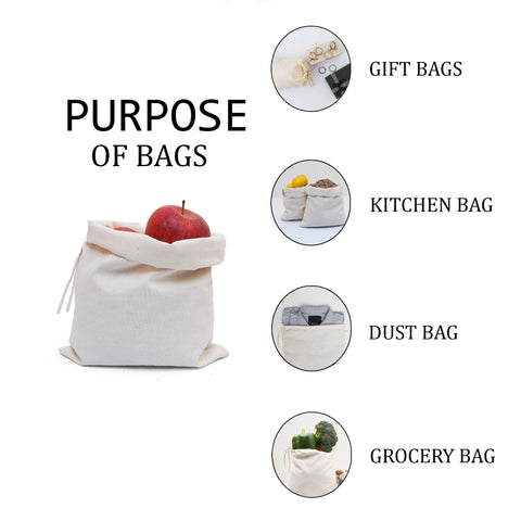 100% Cotton Single Drawstring Premium Quality Muslin Bags