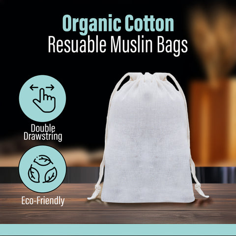 Poly Cotton Double Drawstrings Premium Quality Muslin Bags