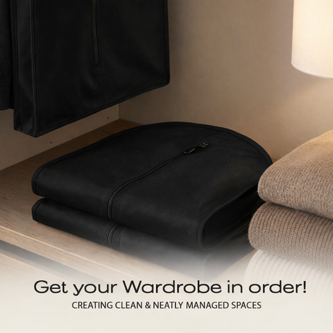 Black Cotton Garment Storage Bag – Breathable Reusable Clothing Cover