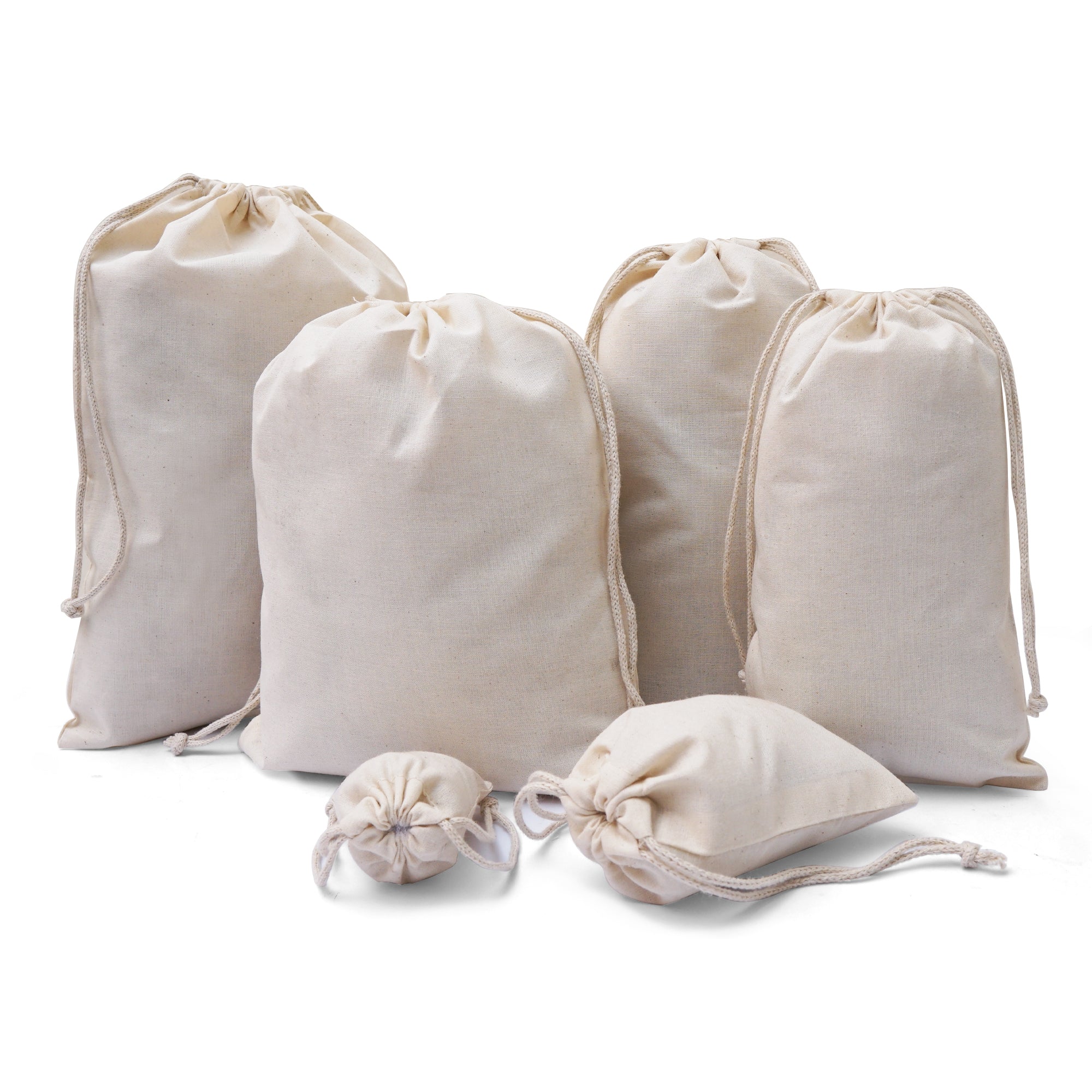 Muslin Bag 100% Cotton Double Drawstrings Premium Quality Muslin Bags. Pack of 10 ...