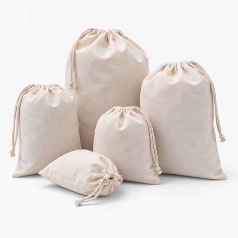 100% Cotton Single Drawstring Premium Quality Muslin Bags