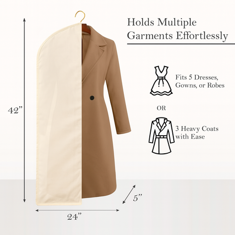 42 Inches Muslin Garment Bag - 100% Organic Cotton - Wedding Dress Bag - Coat Bag