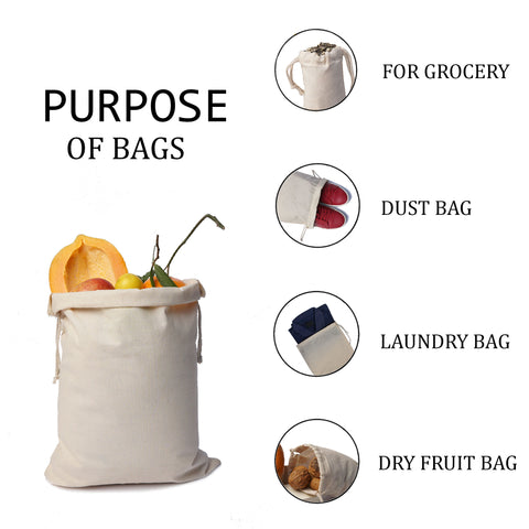 100% Cotton Double Drawstrings Premium Quality Muslin Bags