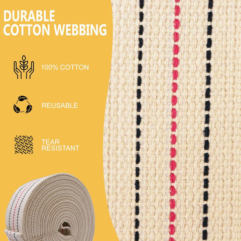 25 Feet UltraStrength 2-Inch Cotton Webbing: Heavy Duty Straps with Unique 2 and 3 Line Pattern