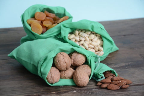 Green Cotton Muslin Single Drawstring Bags – Reusable Gift & Storage Bags